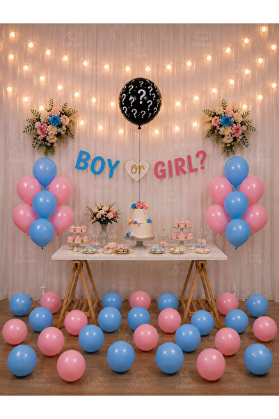 Parti Dükkanı Cinsiyet Partisi Seti Boy Or Girl Banner Siyah Soru İşaretli Ba...