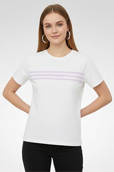 Nautica Women Crew Neck Short Sleeve Graphic Print T-Shirt, White