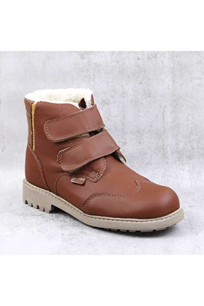 tino Children's fur-lined boots, made of natural Leather 3190-COGNAC