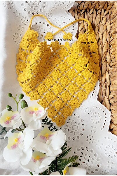 ilmekhobievi Hair Bandana Flower Model Girl's Mustard (Hand Knitted)