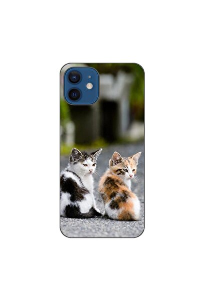 OEM Калъф, съвместим с Apple iPhone 12, силиконов гел TPU, с шарка котенца