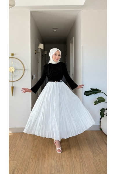 NİLNUR MODA Yeni Sezon Efil Vual Kraş Etek (Kemer Hediyeli )