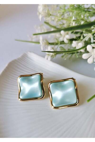 Halley Concept Luna Detailed Steel Earrings 2X2 cm – Ice Blue