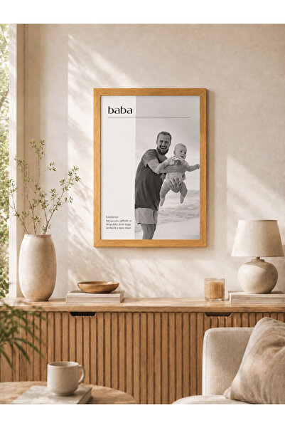 fuart.co Babalara Özel Kişiye Özel Tek Fotoğraflı Çerçeveli Tablo, Babalar Gü...