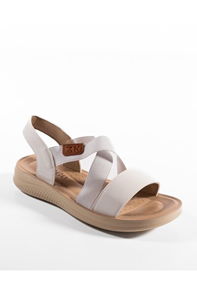 ALOGO Women's White Sandals Made of Ecological Leather Jkk
