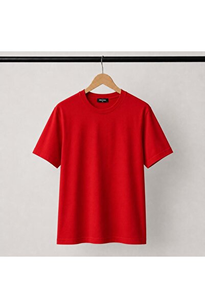 Kuraff Giyim Unisex Basic Cotton T-Shirt with Circular Necklace in Solid Color