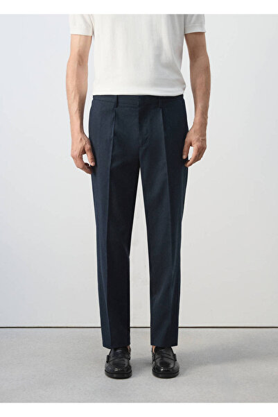 MANGO Man Lyocell keten karışımlı slim fit pantolon