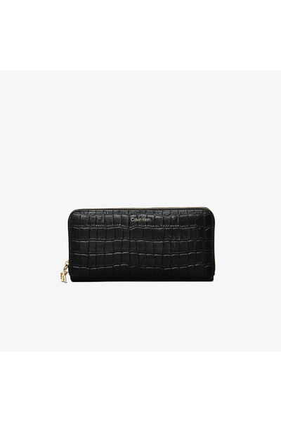 Calvin Klein Croc Long Zip Around Kadın Siyah Cüzdan