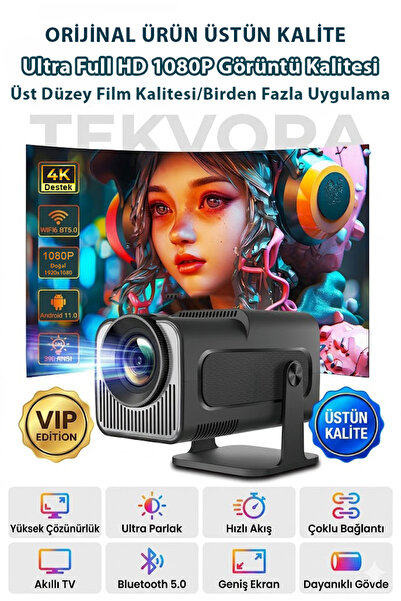Tekvora HY320 Smart Projeksiyon Cihazı Android WiFi Bluetooth 1080P Destekli ...