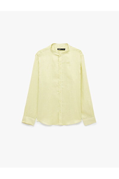 Koton Classic Collar Loose Fit Long Sleeve Linen Shirt