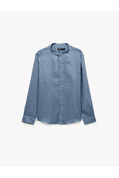 Koton Classic Collar Loose Fit Long Sleeve Linen Shirt