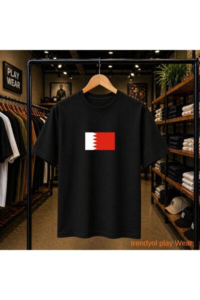 playwear T-shirt sa zastavom Bahreina, od 100% pamuka, širokog kroja, s okrug...
