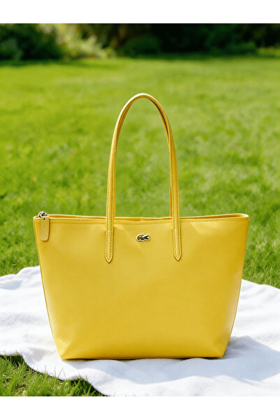 Lacoste LIVE Yellow Large Fashion Versatile Tote Bag Shoulder Bag Cross-body ...