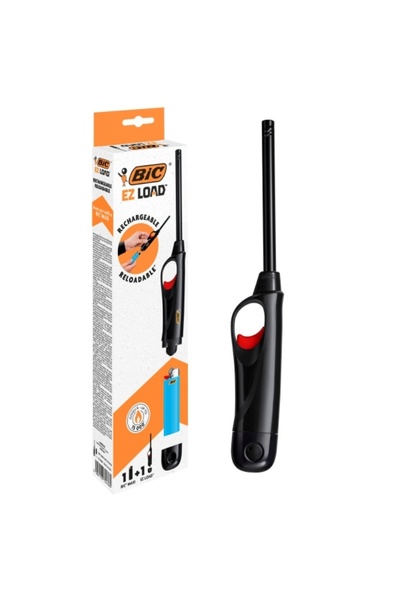 Bic EZ Load J6 Çakmaklı Uzun Saplı Ocak Mangal Mum Kamp Çakmağı Siyah