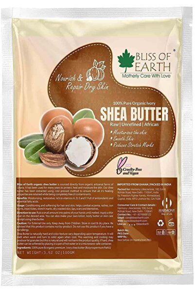 Bliss of Earth Raw Unrefined Organic Shea Butter, 100gm | For Skin, Face, Hai...