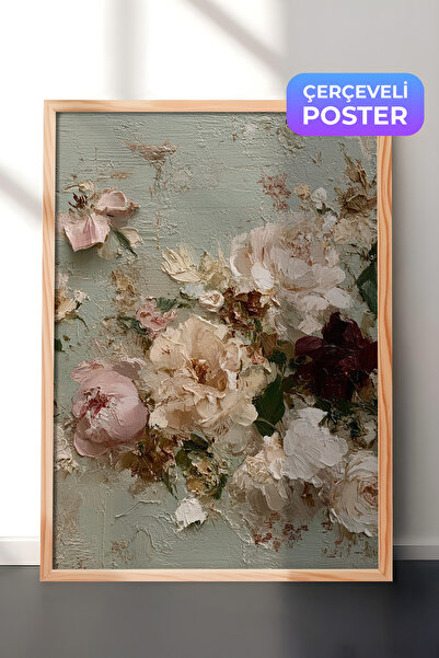 Zestia Vintage zidna slika, pastelna kompozicija cveća sa drvenim okvirom br:...