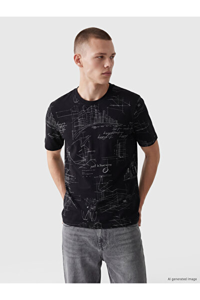 LC Waikiki Ανδρικό T-shirt με στάνταρ εφαρμογή, στρογγυλή λαιμόκοψη και στάμπ...