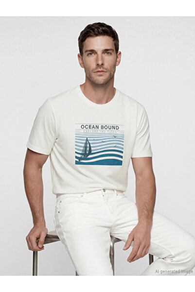 LC Waikiki Ανδρικό T-shirt με στρογγυλή λαιμόκοψη και στάμπα