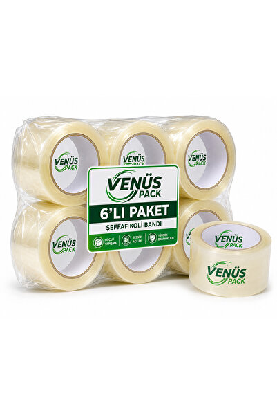 Şeffaf Koli Bandı 45x100 mt.Hotmalt Tutkal Kalitesi 6 Adet
