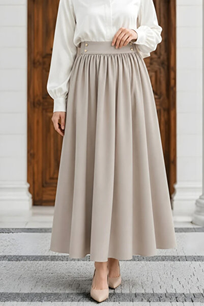 modacofashion Pockets and Draped Dabıl Flared Skirt