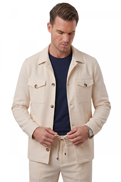 DeepSEA Costum sport de vară cu textură Gofre, bej, slim fit – Combinație din...