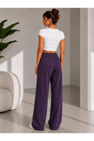 Modal Stone Embroidered Fabric Sweatpants with Pockets