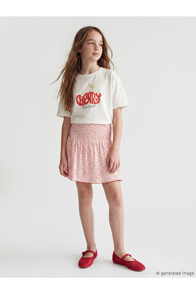 LC Waikiki Nevavm Girl's Polka Dot Shorts Skirt with Difference in Color