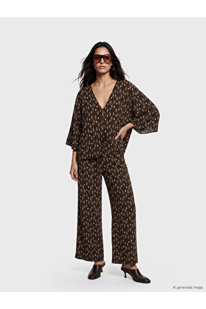 LC Waikiki Elastic Waist Patterned Women's Trousers