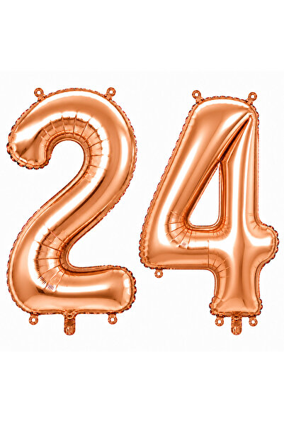 BeySüS 24 Foil Balloons in Rose Gold Color (100 cm)