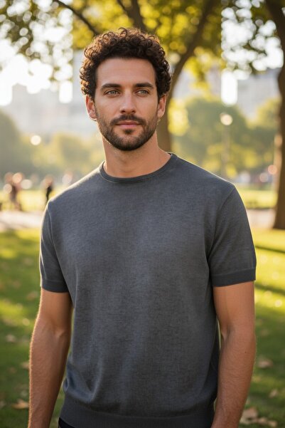 Mandala Tekstil Erkek Yıkamalı Basic Sıfır Yaka Yazlık Triko Tshirt