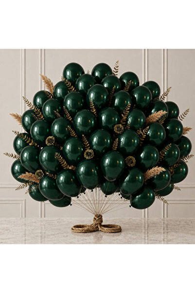BeySüS Dark Green Color Latex Metallic Balloon (30 cm) - 50 Pieces