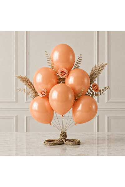 BeySüS Orange Color Latex Metallic Balloon (30 cm) - 6 Pieces