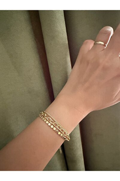 TuelaTaki / Üçlü Model Bileklik 14K Renginde
