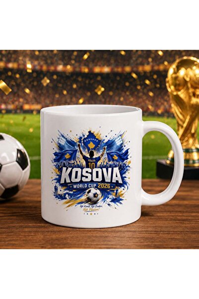 Bk Gift كأس أبيض بتصميم كأس العالم لكرة القدم بتصميم مشجعي كوسوفا -5