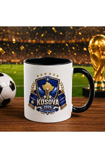 Bk Gift كأس أسود بتصميم كأس العالم لكرة القدم بتصميم مشجعي كوسوفا -3