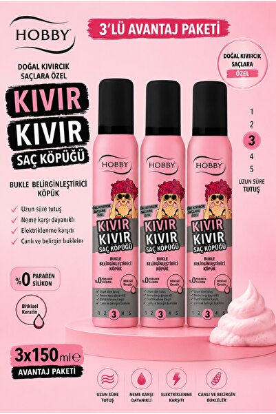 Hobby Kıvır Kıvır Saç Köpüğü 150 ml 3 Adet