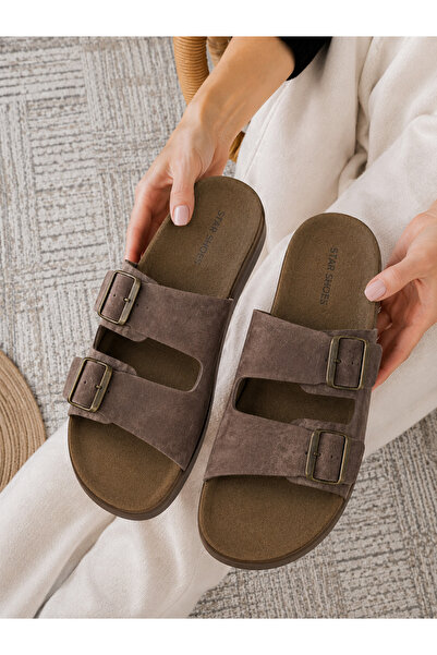 star shoes Unisex orthopedic insole slippers with double strap buckle daily c...