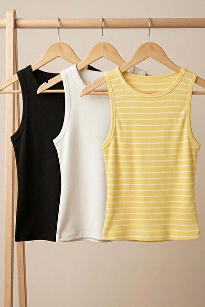 COTENCONCEPT 3 piese Tricou cu bretele din amestec de viscoză, cu nervuri