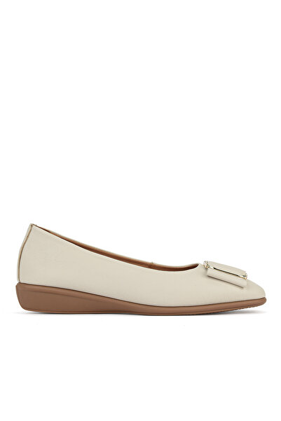 Ziya , Women's Genuine Leather Comfort Ballerinas 1611050Z2221 Beige