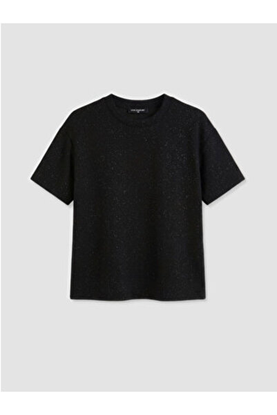 LC Waikiki New Season Black Patterned Soft Touch Women's T-Shirt