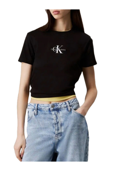 Calvin Klein Γυναικείο Monologo Baby T-shirt Μαύρο J20J223113-BEH