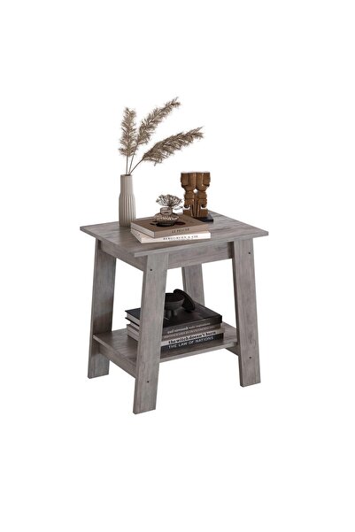 Garvee Rustic Style Side Table, Small Wooden Nightstand with 2 Shelves, Ideal...