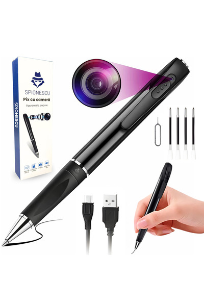 Spionescu Cameră spion cu stilou 1080 HD și microfon, dispozitiv de înregistr...