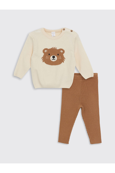 LC Waikiki Crew Neck Long Sleeve Printed Baby Girls' Sweater and Pants 2 Pack...