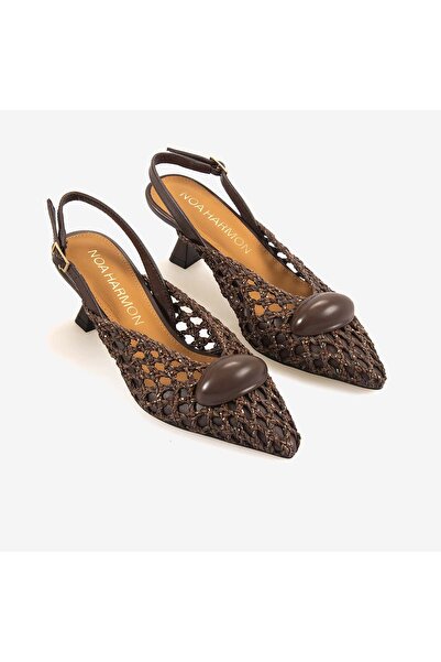 Harmon Noa Women's Knitted Slingback 5.5cm Pointed Toe Heeled Shoes 10342