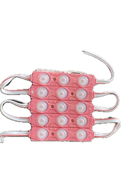 Point 5 Adet 3 Ledli Parmak LED Modül 1.5W 2835 Smd Mercekli 12V Pembe