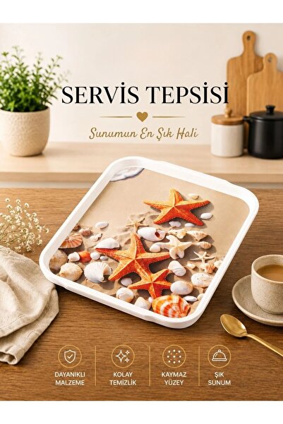 Galeriyo Deniz Yıldızı Desenli Orta Boy Servis Tepsisi
