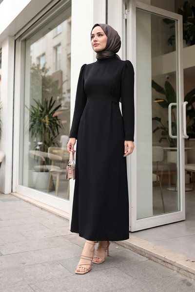 MODAQU Tie-Waist Long Dress with Back Zipper - Black