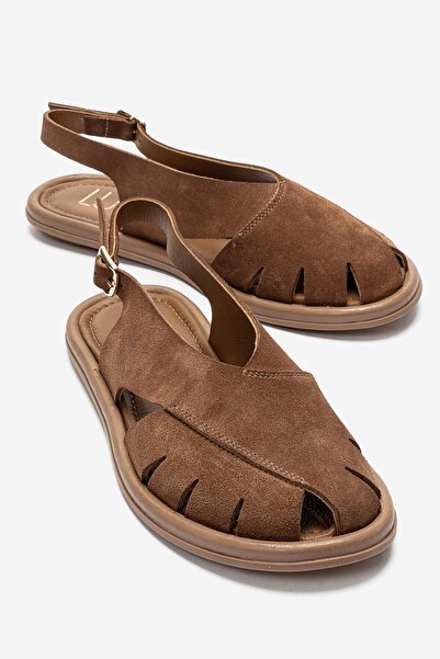 LuviShoes BELAS Дамски сандали от естествена кожа, велур, цвят тан