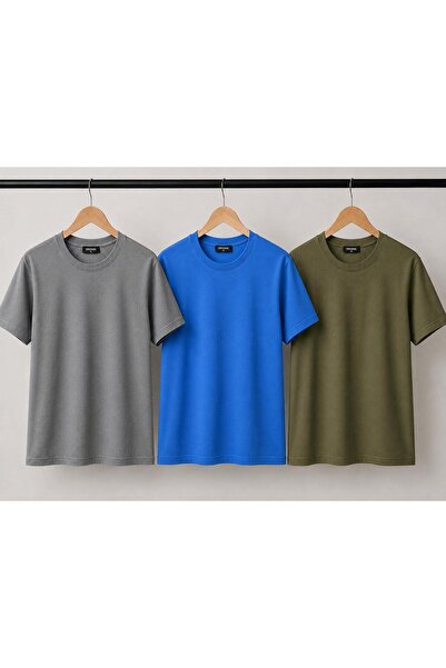 Kuraff Giyim Unisex Basic 3-Pack Cotton Solid Color T-Shirt